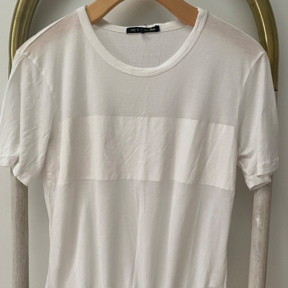 Rag & Bone Womens White Short Sleeves Summer Light Modal T-shirt Top Tee Size S
